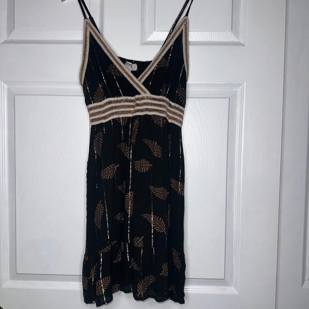 Boho black mini vacation dress